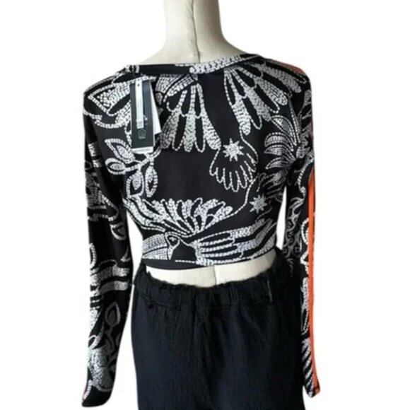 NWOT adidas X FARM Rio Crop Long Sleeve Shirt | Black X Small - Picture 6 of 7